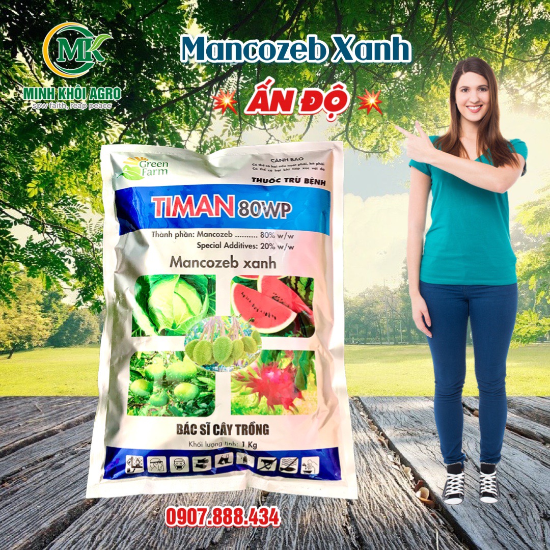 Thuốc trừ bệnh Timan 80WP - Gói 1kg (Mancozeb Xanh)